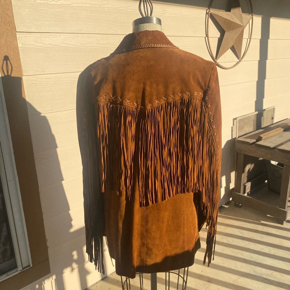 Leather fringe jacket